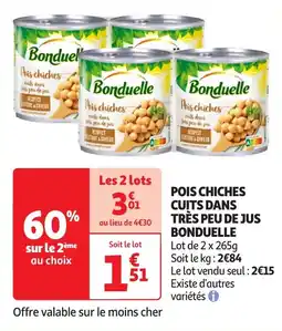 Auchan Pois chiches cuits dans très peu de jus bonduelle offre