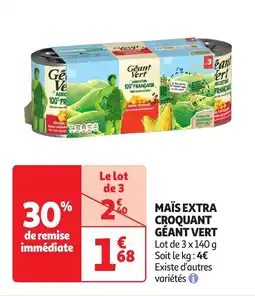 Auchan Maïs extra croquant géant vert offre