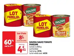 Auchan Ravioli sauce tomate panzani offre