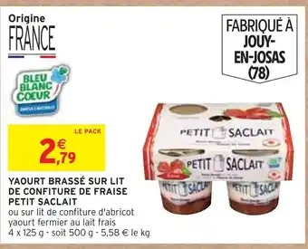 Intermarché Yaourt brassé sur lit de confiture de fraise petit saclait offre