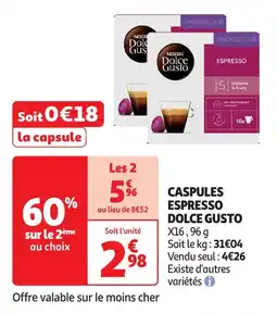 Auchan Caspules espresso dolce gusto offre