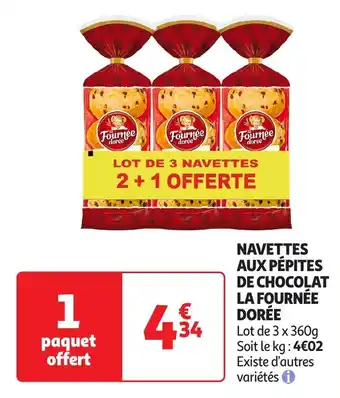 Auchan Navettes aux pépites de chocolat la fournée dorée offre