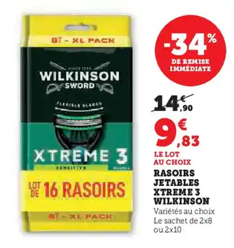 Hyper U WILKINSON Rasoirs jetables xtreme 3 offre