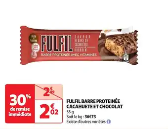 Auchan Fulfil barre proteinée cacahuete et chocolat offre