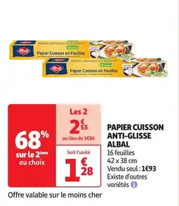 Auchan Papier cuisson anti-glisse albal offre