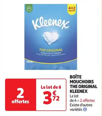 Auchan Boîte mouchoirs the original kleenex offre