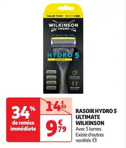 Auchan Rasoir hydro 5 ultimate wilkinson offre