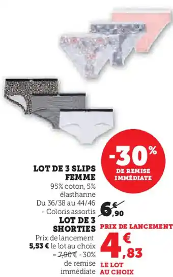 Hyper U Lot de 3 slips femme offre