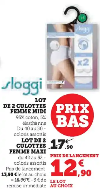 Hyper U SLOGGI Lot de 2 culottes femme midi offre