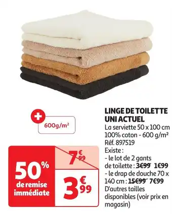 Auchan Linge de toilette uni actuel offre