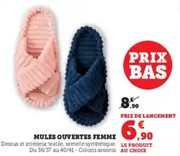 Hyper U Mules ouvertes femme offre