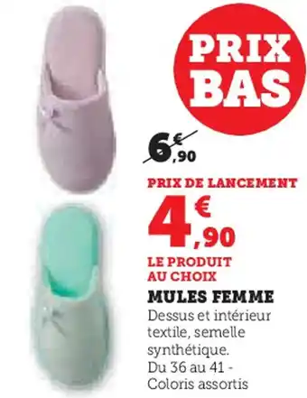 Hyper U Mules femme offre