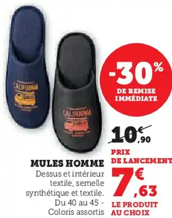 Hyper U Mules homme offre