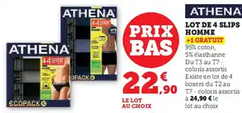 Hyper U ATHENA Lot de 4 slips prix homme offre