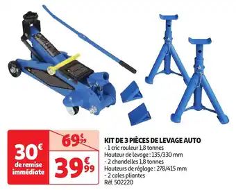 Auchan Kit de 3 pièces de levage auto offre