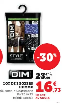 Hyper U DIM Lot de 3 boxers homme offre