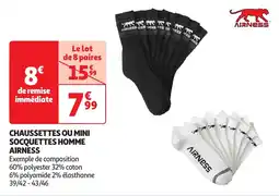 Auchan Chaussettes ou mini socquettes homme airness offre