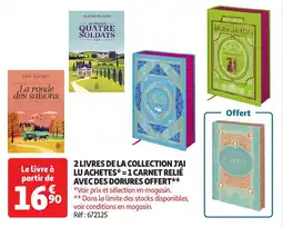 Auchan 2 livres de la collection j'ai lu achetes* = 1 carnet relié avec des dorures offert offre