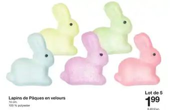 Zeeman Lapins de Pâques en velours offre