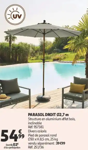 Auchan Parasol droit ø2,7 m offre