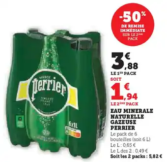 Hyper U PERRIER  Eau minerale naturelle gazeuse offre