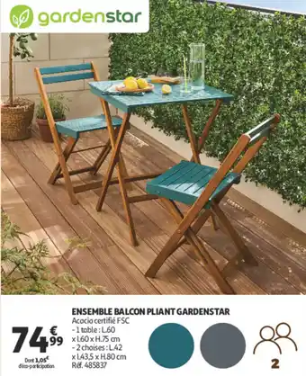 Auchan Ensemble balcon pliant gardenstar offre