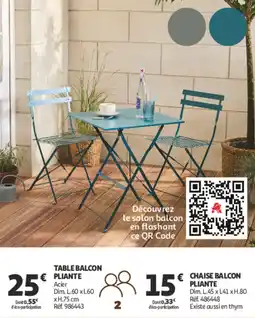 Auchan Chaise balcon pliante offre