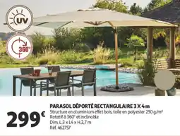 Auchan Parasol déporté rectangulaire 3 x4m offre