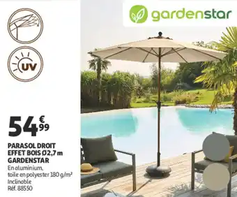 Auchan Parasol droit effet bois 02,7m gardenstar offre