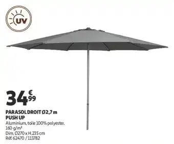 Auchan Parasol droit 02,7 m push up offre