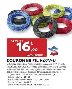 Bricomarché Couronne fil h07v-u offre