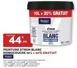 Bricomarché Facile - peinture xtrem blanc monocouche 10 l + 20% gratuit offre