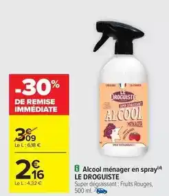 Carrefour Le droguiste - alcool ménager en spray offre