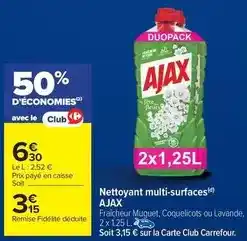 Carrefour Ajax - nettoyant multi-surfaces offre