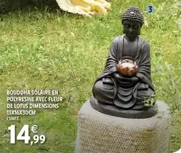 Intermarché Express Lotus - bouddha solaire en polyresine avec fleur de dimensions offre