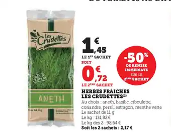 Hyper U LES CRUDETTES Herbes fraiches offre