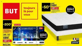 BUT Ensemble Matelas + Sommier Epsilon 2 140 X 190 Cm, Téléviseur Philips offre