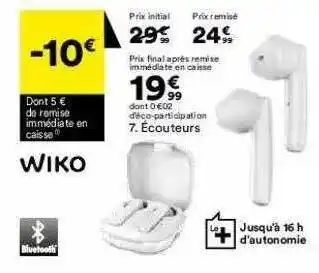 BUT écouteurs Wiko offre