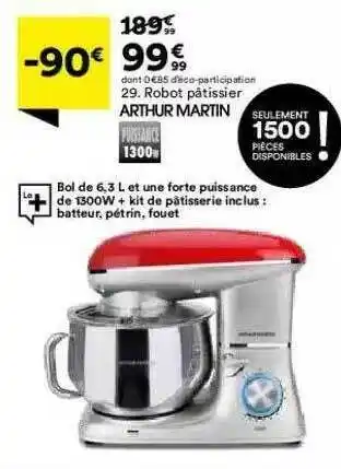 BUT Robot Pâtissier Arthur Martin offre