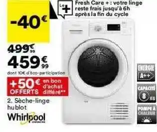 BUT Sèche-linge Hublot Whirlpool offre