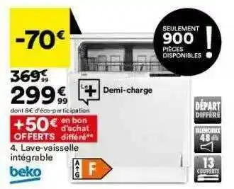 BUT Lave-vaisselle Intégrable Beko offre