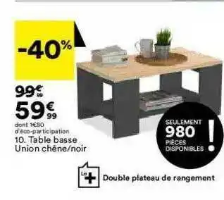 BUT Table Basse Union Chêne - Noir offre