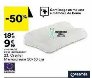 BUT Oreiller Memodream 50 X 30 Cm Dreaméa offre