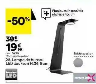 BUT Lampe De Bureau Led Jackson H. 36.6 Cm Moderne Living offre