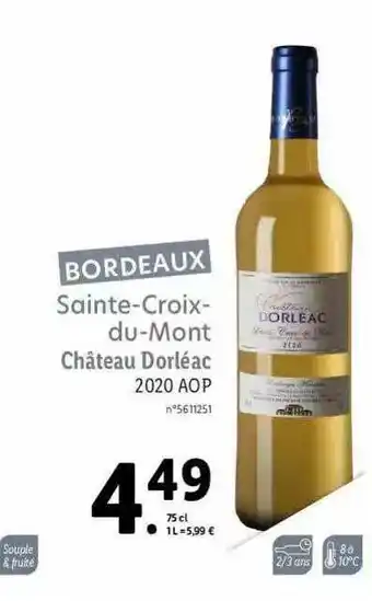 Lidl Sainte-croix-du-mont Château Dorléac 2020 Aop offre