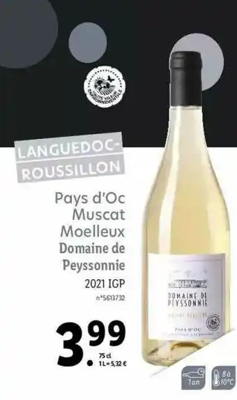 Lidl Pays D'oc Muscat Moelleux Domaine De Peyssonnier 2020 Igp offre