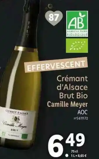 Lidl Crémant D'alsace Brut Bio Camille Meyer offre