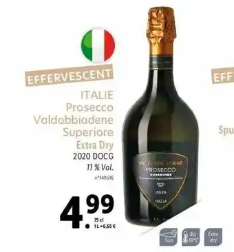 Lidl Italie Prosecco Valdobbiadene Superior Extra Dry 2020 Docg offre