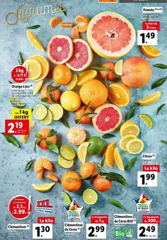 Lidl Pomelo, Orange à Jus, Clémentines, Clémentines De Corse, Clémentine De Corz Bio, offre