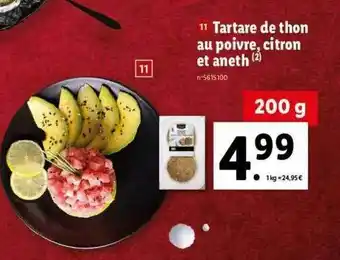 Lidl Tartare De Thon Au Poivre, Citron Et Aneth offre